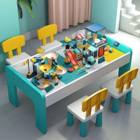 免運速發 可開發票 兒童積木桌實木多功能玩具桌顆粒積木寶寶智力游戲桌太空沙拼裝桌