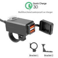 Dual USB Motorcycle Handlebar Charger Adapter QC3.1/3.1A 12V Waterproof Power Supply Socket for Phone GPS NAvigation MP4 Player