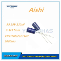 1000PCS Aishi 25V 220uF 6.3x11mm 20% ERS1EM221E11OT DIP Aluminum Electrolytic Capacitor New Original