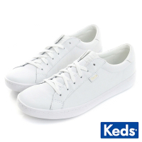 Keds ACE 復古運動皮革綁帶休閒小白鞋 9191W130044