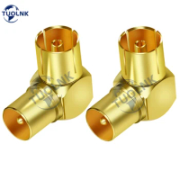 2pc/lot TV Connector TV Male to TV Female PAL Right Angle Coax Connector TV Male Female 90 Degree for Antenna Satellite TV DVR