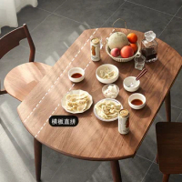 Nordic solid wood folding dining table and chair combination, small household size, black walnut square and round table,