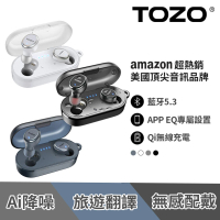 TOZO T10S降噪運動AI輔助真無線藍芽耳機(chatGPT/智慧錄音/ENC通話降噪/無線充電/原廠公司貨/藍牙耳機)