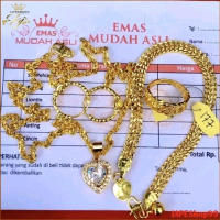 Set perhiasan wanita dewasa lapis emas kuda 375 kadar beserta surat bisa di jual kembali