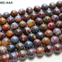 Meihan Wholesale (1strand/set) natural 7.5-8mm vintage Pietersite smooth round amazing beads stone for jewelry making DIY