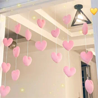 New Heart Shaped Curtain Door Hanging Decoration Korean Style String Pendant High Beauty Curtain Partition Door Girls Room Decor