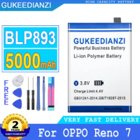 5000mAh GUKEEDIANZI Battery BLP893 For OPPO Reno7 RENO 7 Big Power Bateria