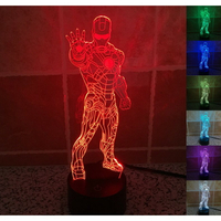 鋼鐵人 漫威 LED 小夜燈 3D立體 七彩 創意 交換禮物 復仇者聯盟 鋼鐵俠 USB 檯燈  生日禮物 燈飾