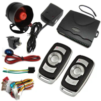 One Way Car Alarm System PKE Keyless Entry Central Lock Kit Vibration Alarm with 2 Remote Controller