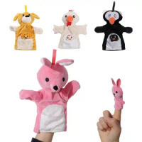 Parent-Child Children's Hand Puppet Cute Dog Plush Children Plush Gloves Rabbit Penguin Finger Puppet Stuffed Toys