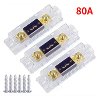 3Pcs ANL Fuse Holder Bolt-on Fuse Car Fuse Holders Fusible Link with Fuse 80A Fuses AMP