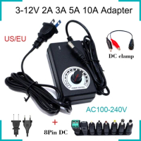 Adapter 3V 5V 6V 9V 12V 2A 3A 5A 10A Universal Adjustable Power Volt Adapter AC100-240V For DC motor speed regulation dimmer