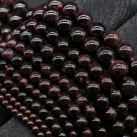 Garnet 石榴石圓珠 散珠子diy手工串珠天然石飾品配件 半成品材料