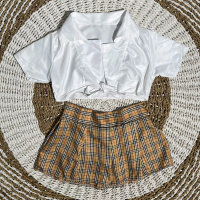 [ HGS ] Stelan Custom Cosplay Lingerie Pelajar Murid Jepang Girl Dengan Shiort Kemeja Fit Rok Mini M