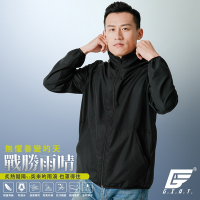 GIAT台灣製UPF50+防潑水防曬外套-男立領款/騎士黑