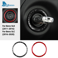 AIRSPEED Carbon Fiber For-Benz SLK SLC Start Button Ring Sticker Interior Accessories