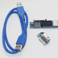 NEW PCI-E PCI E Express 1X to 1X Extender Adapter Riser Card USB 3.0 Cable SATA Power for Miner Mining Motherboard PCI-E X1 Slot