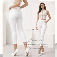 AB SKINNY กางเกงยีนส์ยืด AB Skinny สีขาว 9 ส่วน ของแท้ จากเพจดัง 350,000 Like สำหรับสตรี เสื้อผ้า Gi