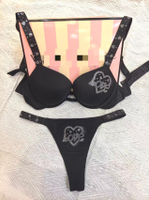 Victorias Secret Crystal Embellished Tubi Press Bra & - Complete Set