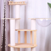 Cat Tree Wooden Multi-Level Cat Tower With Platforms Scratching Post Cat Climber Cat Furniture For Kittens