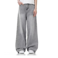 Hangoover Celana Panjang Jeans Washed Loose Fit Pria Wanita High Waist Kulot Denim Retro Original 12