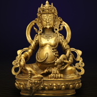 黃銅藏傳佛教黃財神佛像擺件居家供奉密宗佛教用品藏財神贊巴拉