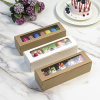20Pcs Macaron Boxes With Clear Window Kraft Paper Cupcake Boxes With Window Dessert Cookies Treat Delivery Box For Wedding