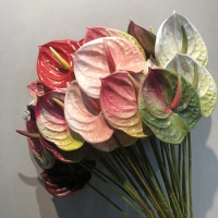 1pc Artificial Fake Single Stem Anthurium 57cm Real Touch Plastic Flowers Home Wedding Christmas Decoration