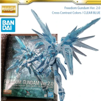BANDAI PB Limited MG 1/100 Freedom Gundam Ver. 2.0 [Cross Contrast Colors / CLEAR BLUE] Anime Action Figures Assembly Model Toy