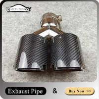 One Piece Y Model 4 Slots Muffler Tip For Akrapovic Exhaust Pipe Car Universal Glossy Carbon Fiber Tailpipe Tip Car Accessories