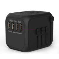 100pcs matte Travel Adapter Power Adapter All-in-one with 6.3A Electrical Socket 4 USB Charger for UK/EU/AU/Asia