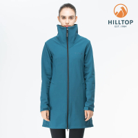 【Hilltop 山頂鳥】女款WINDSTOPPER防風透氣刷毛長版外套H21F19藍