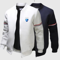 2024 Spring Autumn Men's Rocket League Logo Print Trendy Zipper Long Sleeve Cardigan Round Neck Personality Cotton Flight Jacket