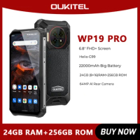 Oukitel WP19 Pro Rugged Phone Helio G99 Cellphone 22000mAh 24GB 256GB Smartphone 64MP Camera 120Hz Mobile Phone