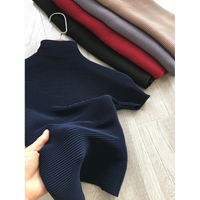 品牌工廠折扣店！顯瘦三宅褶皺純色百搭基礎修身短袖T恤上衣女