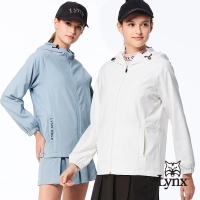 【Lynx Golf】首爾高桿風格！女款防潑水內刷毛彈性舒適素面造型腰圍可調整拉鍊口袋長袖連帽外套(二色)