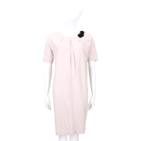 Max Mara 亮片珠花飾反拉鍊設計粉色輕柔彈性短袖洋裝