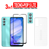 Pelindung Skrin Kaca Bajaan, 3in1, Untuk TECNO POP 5 LTE, TECNO POP 8 7 6 5 Pro / Pova 5 4 Pro NEO 3