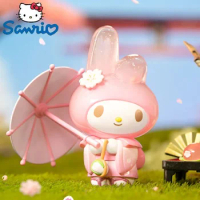 Miniso Sanrio Anime Blossom And Wagashi Series Blind Box Mymelody Kuromi Action Figurines Model Dolls Kids Toy Surprise Gifts