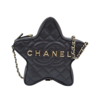 【二手名牌BRAND OFF】CHANEL 香奈兒 黑色 牛皮 星星造型 肩背包 AS4579