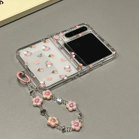 Fresh Pale Yellow Floral Print Chain Phone Case Suitable For Samsung Galaxy ZFlip7 zflip6 Lanyard Fo