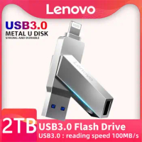 Lenovo Usb Flash Drive 128gb 1/2TB Pendrive With 2 In 1 USB To Lightning Interface Usb3.0 Pendrive For Android Iphone 14 Pro Max
