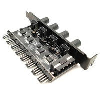 4Knob Cooling Fan Speed Controller PC 8 Channels Fan Hub for CPU HDD VGA PWM Fan PCI Bracket 12V Fan Controller