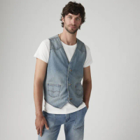 【LEVIS】男款 西裝式牛仔背心 / 雙口袋 人氣新品 0010O-0001