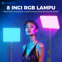 INBEX RGB 8 inci Lampu Foto Lighting Konten Kreator LED Lampu Sorot Lighting Studio Video Live Vlog