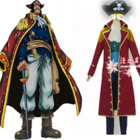 Cosplay Gol D Roger Pirate Uniform Costume set top+pant+cloak+hat 11