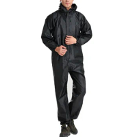 Men's Fashion Raincoat Overalls Rain Suit, Motorcycle Workwear, Waterproof and Stylish, Sizes M 3XL, Black Color