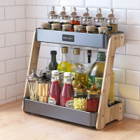 Sturdy Kitchen Countertop Organizer: Double Layer Storage Rack with Ventilated Design Multifunctional Space Saver