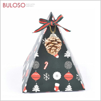 聖誕立體三角包裝盒-黑底　聖誕包裝 禮物包裝 禮物盒（不挑色 款）【A428998】【不囉唆】
