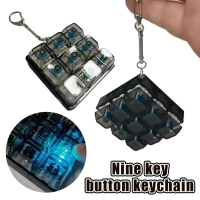 9-Button Stress Relief Keychain, Fidget Press Light-Up Fun Toy, Accessory A7W7